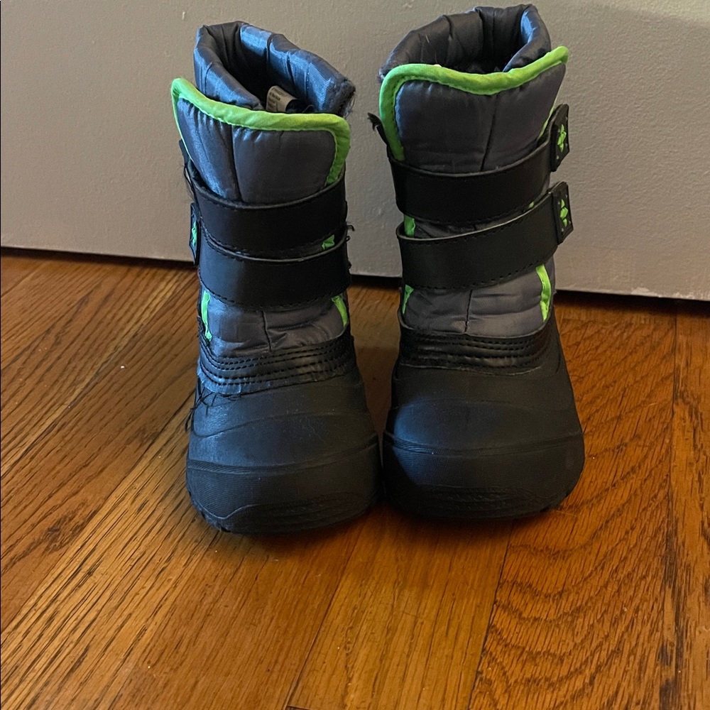 Kids Black and Green Winter Boots
